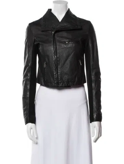 Pre-owned Scatola Del Tempo Leather Biker Jacket In Black