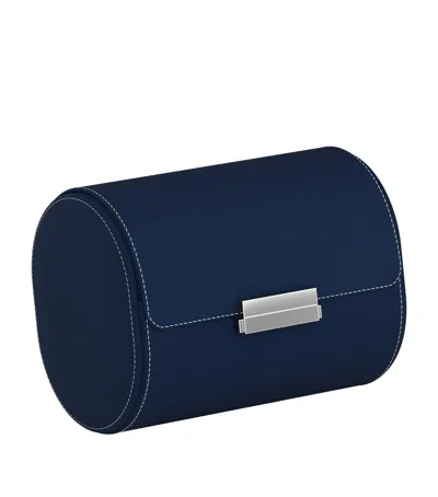 Scatola Del Tempo Leather Pochette 2 Watch Case Duo In Navy