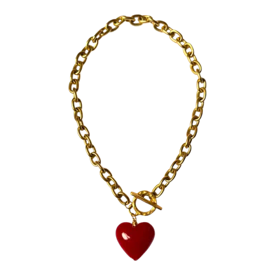 Sccollection Women's Amore Necklace - Cuore Red