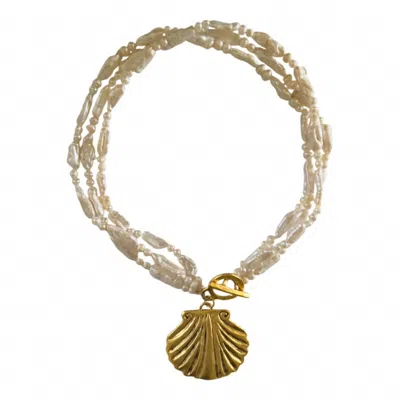 Sccollection Women's Aqua Shell Necklace In Pearl In Beige