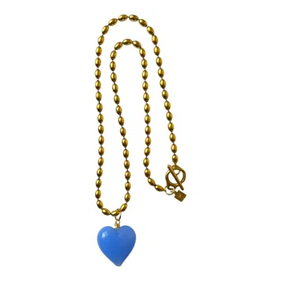 Sccollection Women's Bacio Mini Glass Heart Necklace - Periwinkle Blue