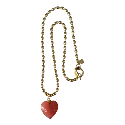 Sccollection Women's Bacio Necklace - Peach Pink In Gold