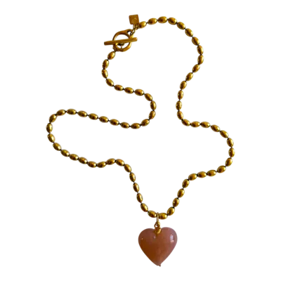 Sccollection Women's Bacio Necklace - Peach Pink In Brown