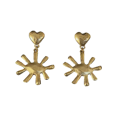 Sccollection Women's Blu Gold Eye & Heart Earrings