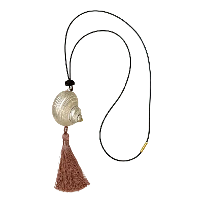 Sccollection Women's Brown / Pink Celine Shell & Tassle Necklace - Brown/ Pink