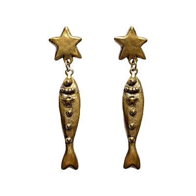 Sccollection Women's Finn Gold Fish Earrings