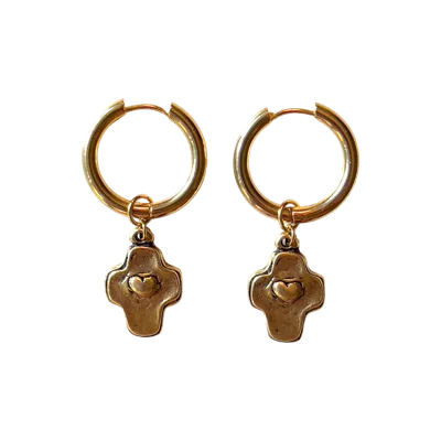 Sccollection Women's Gioia Gold Mini Cross Earrings