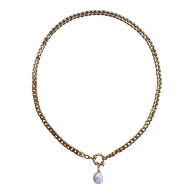 Sccollection Women's Gold Crissy Pearl Pendant Necklace