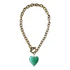 Sccollection Women's Gold / Green Amore Heart Necklace - Seafoam Green