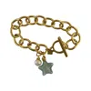 Sccollection Women's Gold / Green Lille Glass Star Bracelet- Aquamarine
