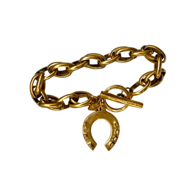 Sccollection Women's Gold Lucky Horseshoe Charm Bracelet