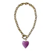 Sccollection Women's Gold / Pink / Purple Amore Heart Necklace - Muted Mauve