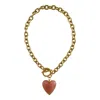 Sccollection Women's Gold / Pink / Purple Amore Heart Necklace - Peach Pink