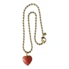 Sccollection Women's Gold / Pink / Purple Bacio Mini Glass Heart Necklace - Peach Pink