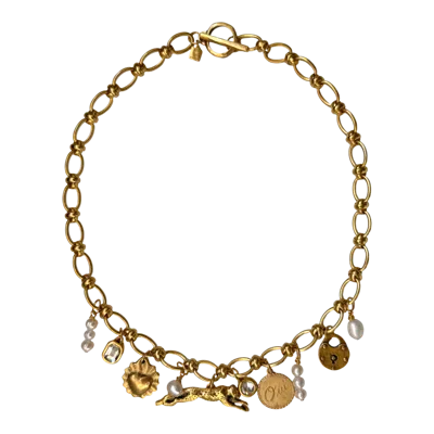 Sccollection Women's Gold / White Lola Gold Charm Necklace