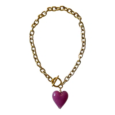 Sccollection Women's Gold / Yellow Amore Heart Necklace - Rosewood