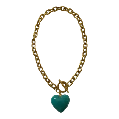 Sccollection Women's Green Amore Necklace - Aqua Blue