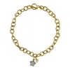 Sccollection Women's Green / Gold Lille Glass Star Necklace- Aquamarine