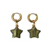 Sccollection Women's Lille Glass Star Earrings - Olive Green In Green