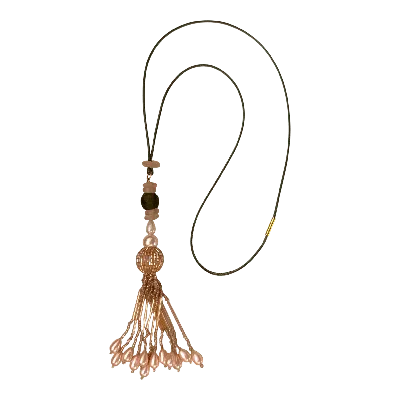 Sccollection Women's Pink / Green Victoria Beaded Tassle Necklace In Multi