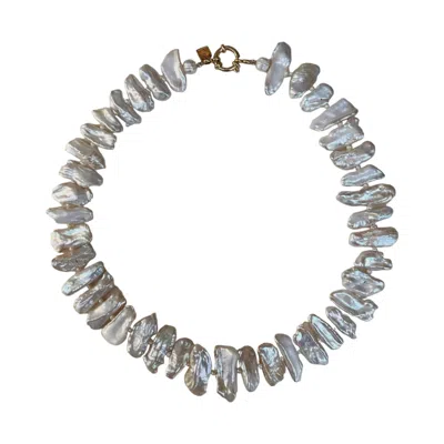 Sccollection Women's White Cora Pearl Collar Necklace