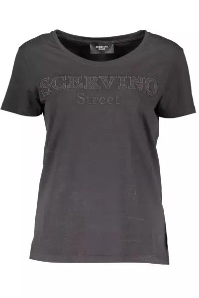 Scervino Street Chic Embroide Logo Tee With Contrasting Women's Accents In Black