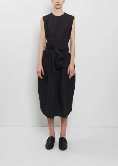 Scha Sleeve Scarf Paper Cotton Sleeveless Dress In Black