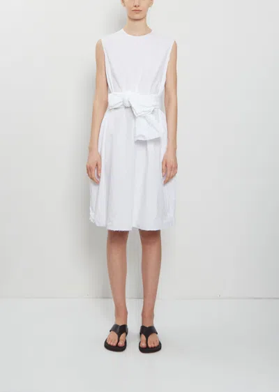 Scha Sleeve Scarf Paper Cotton Sleeveless Dress In White
