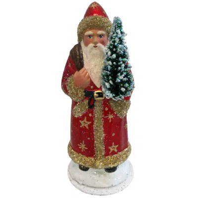 Schaller Paper Mache Candy Container - Santa Shiny Red