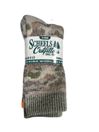 Scheels Outfitters Big Kids'  Merino Whool Midweight 2 Pack Crew Hunting Socks In Green
