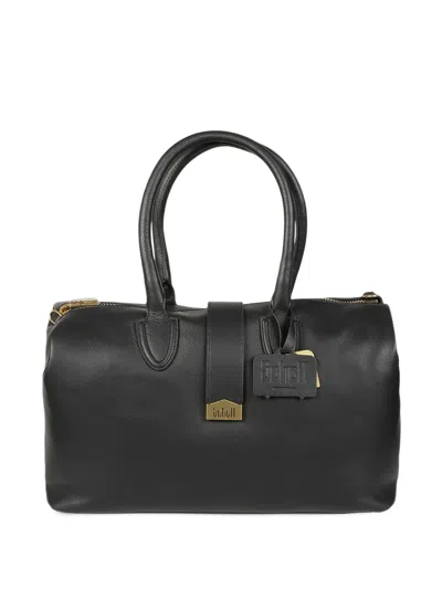 Schell Logo-plaque Leather Tote Bag In Black
