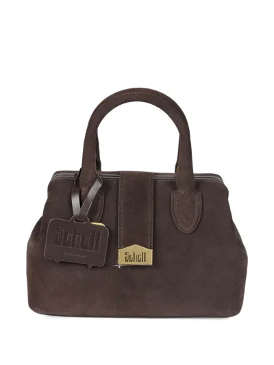 Schell Logo-plaque Suede Tote Bag In Brown