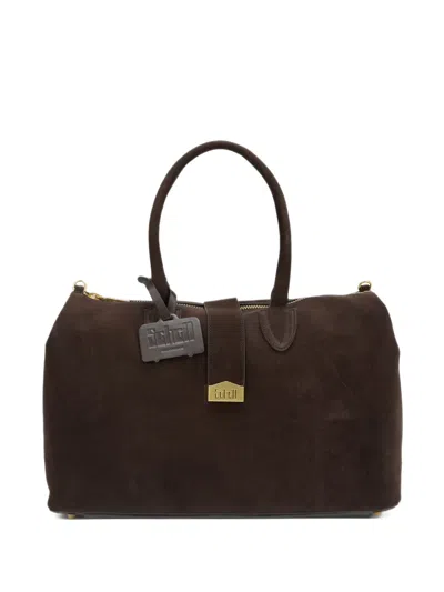Schell Logo-plaque Suede Tote Bag In Brown