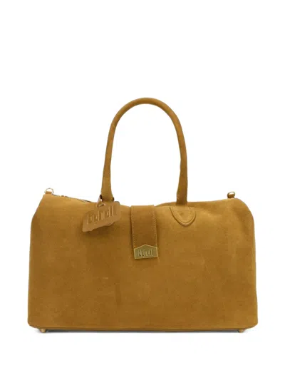 Schell Logo-plaque Suede Tote Bag In Yellow