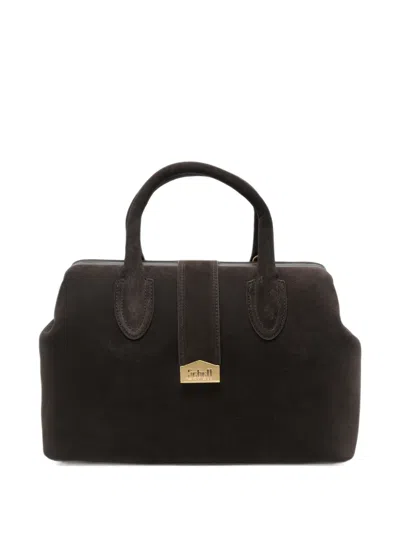 Schell Medum Doctor Logo-plaque Suede Tote Bag In Brown