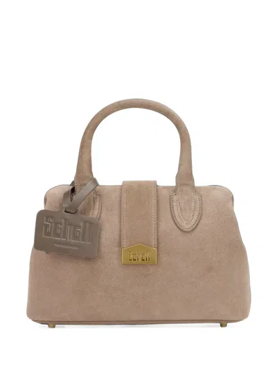 Schell Small Doctor Suede Logo-plaque Tote Bag In Neutral