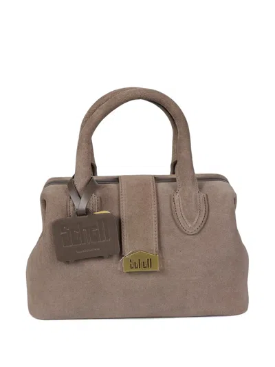Schell Suede Logo-plaque Tote Bag In Brown