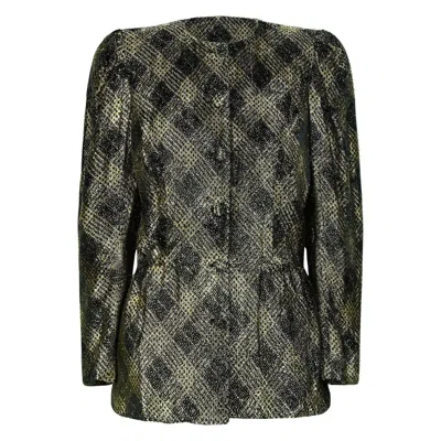 Pre-owned Schiaparelli 1980s  Black Chenille Velvet And Gold Lurex Jacket