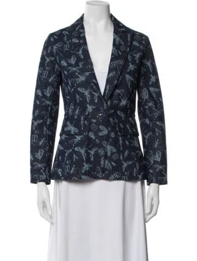 Pre-owned Schiaparelli 2019 Graphic Print Blazer In Blue