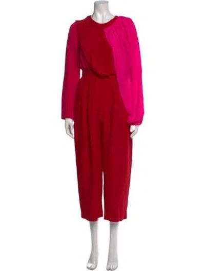 Pre-owned Schiaparelli 2019 Silk Jumpsuit In Pink/red
