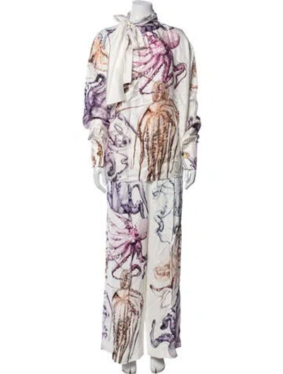 Pre-owned Schiaparelli 2020 Printed Pantsuit In Pink/white