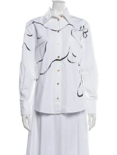 Pre-owned Schiaparelli 2022 Printed Button-up Top In White