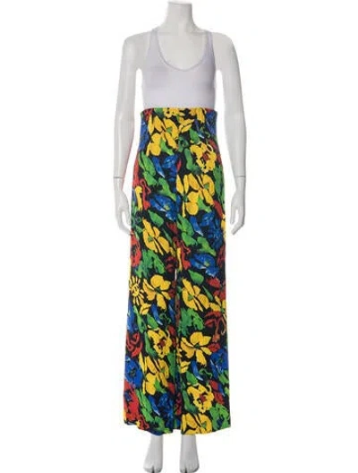Pre-owned Schiaparelli 2022 Wide Leg Pants In Blue/yellow