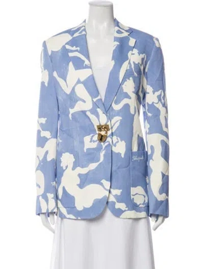 Pre-owned Schiaparelli 2023 Graphic Print Pantsuit In Blue/white