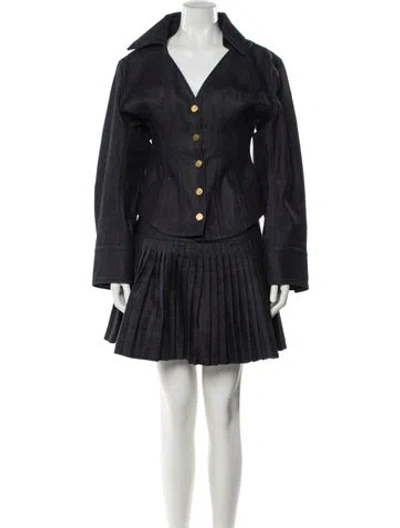 Pre-owned Schiaparelli 2023 Pleated Accents Skirt Set In Blue