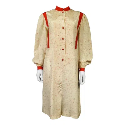 Pre-owned Schiaparelli A  Printed Silk Blouse Dress Circa 2006-2012 In Sand