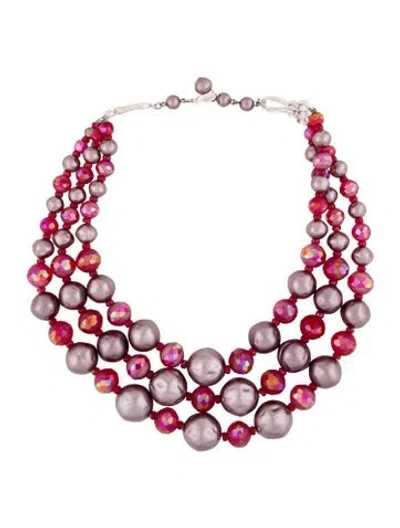 Pre-owned Schiaparelli Bead & Faux Pearl Multistrand Necklace, 15"