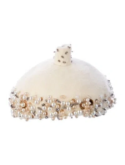 Pre-owned Schiaparelli Beaded Wool Beret In Neutrals