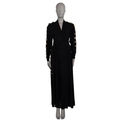 Pre-owned Schiaparelli Black Viscose 2023 Bijoux Button Wrap Dress 34 Xs