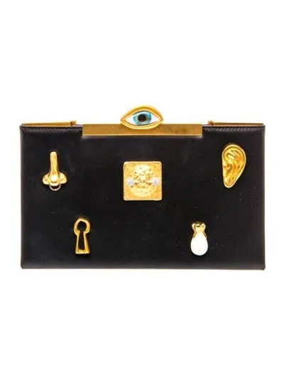 Pre-owned Schiaparelli Calfskin Eye-detail In Black